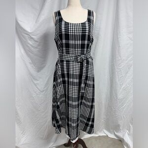 Ann Taylor Sleeveless Plaid Linen/Rayon Blend Midi Dress